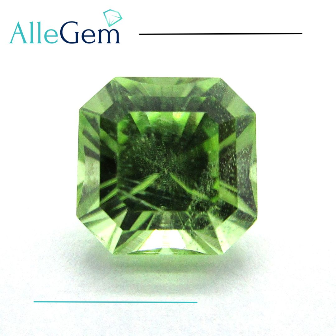 3.48 karátos Asscher csiszolású prémium természetes peridot drágakő Pakisztánból