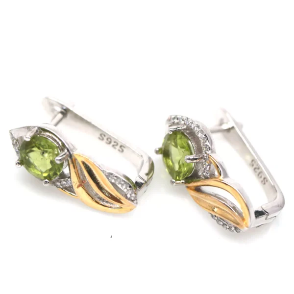 Ezüst fülbevaló peridot drágakövekkel - Image 2