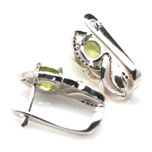 Ezüst fülbevaló peridot drágakövekkel - Image 3