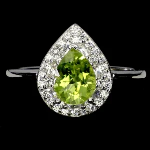 Ezüst gyűrű peridot drágakővel 57-es méret