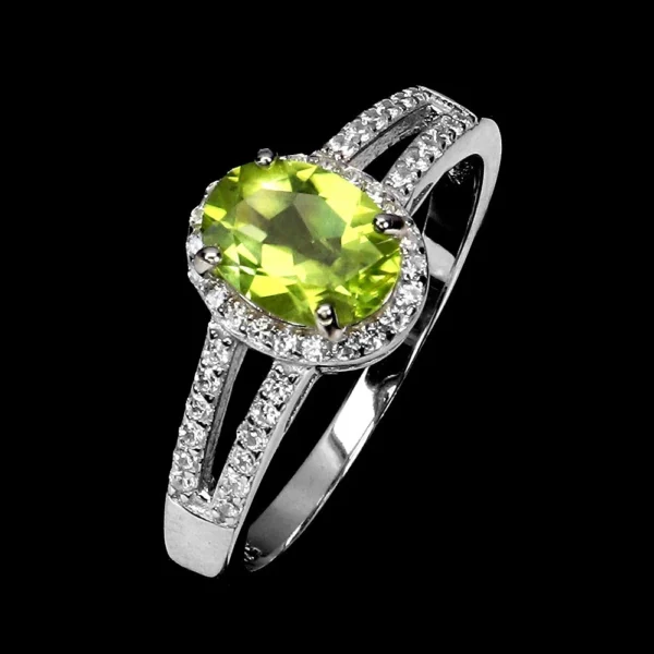 Ezüst gyűrű peridottal, klasszikus vonalvezetésű, 54-es méret - Image 2