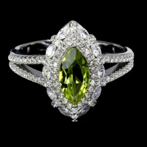 Ezüst gyűrű peridot drágakővel 57-es méret