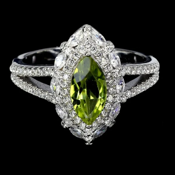 Ezüst gyűrű peridot drágakővel 57-es méret