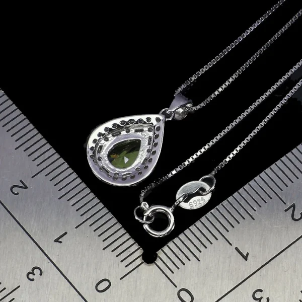 Ezüst medál peridot drágakővel, lánccal - Image 3