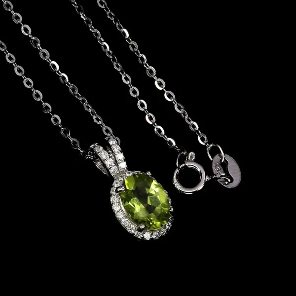 Ezüst medál peridottal, lánccal - Image 2